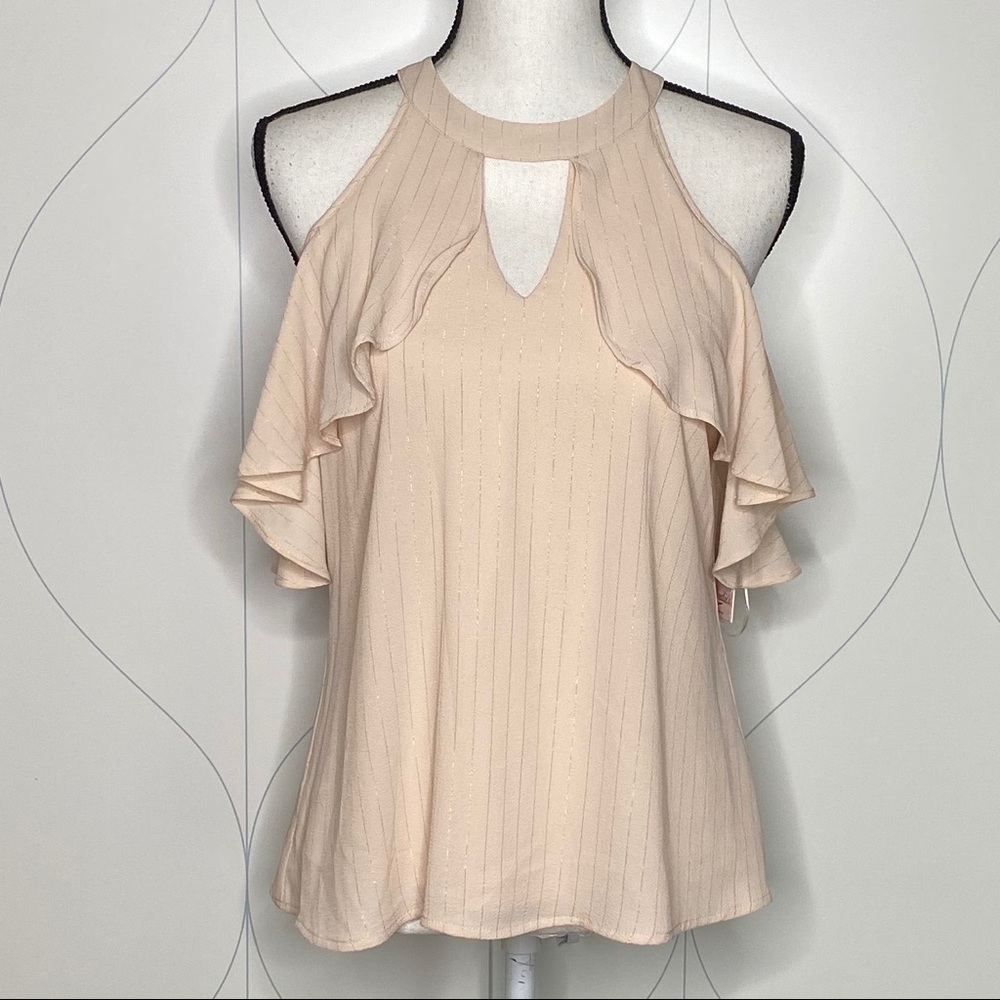 NWT Juniors Candie’s Cold-Shoulder Halter Tee M